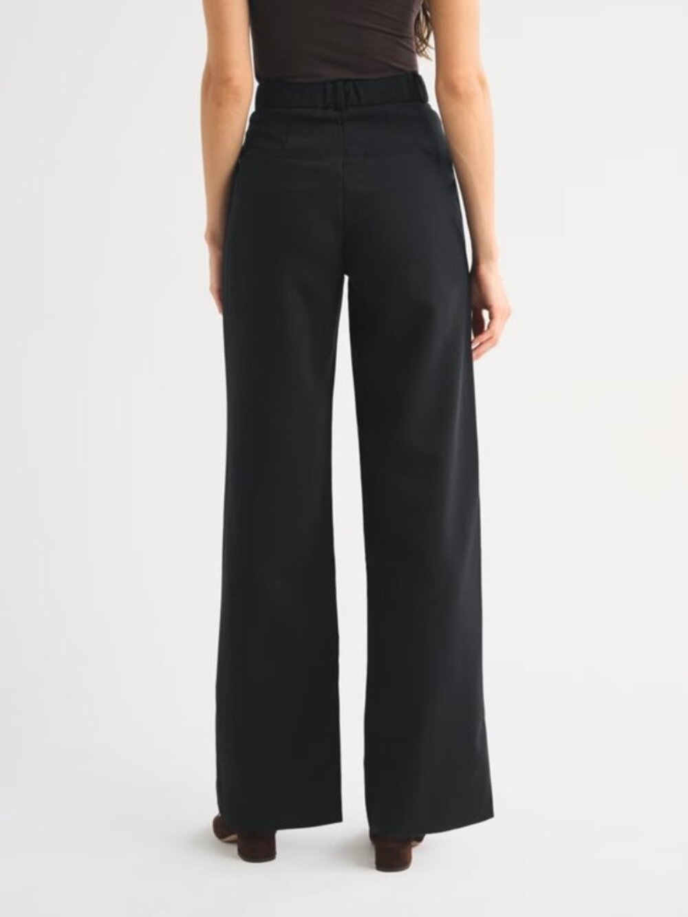 Abercrombie & Fitch Sloane Tailored Wide-Leg Women's Black Trousers Size 24 (00) - Picture 2 of 16